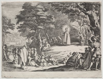 S:t Amo predikar i en skog av Jacques Callot