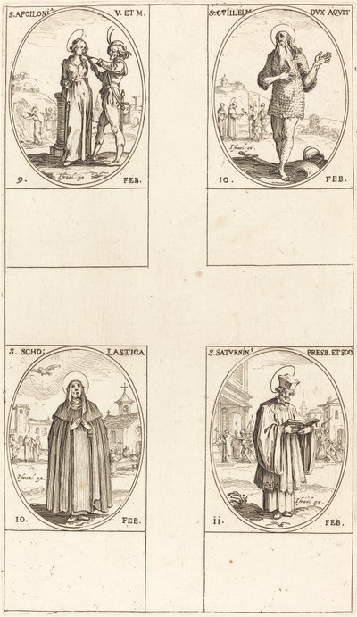 St Apollonia; St Guillaume; St. Scholastica; St. Saturnin av Jacques Callot