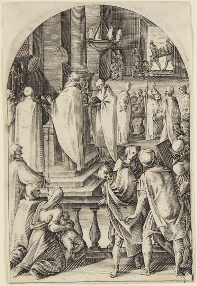 Sankt Basileios firar mässans offer av Jacques Callot