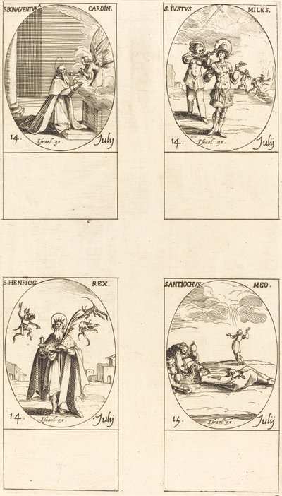 St. Bonaventura, St. Justus, St. Henrik, kejsare, St. Antiochus. av Jacques Callot