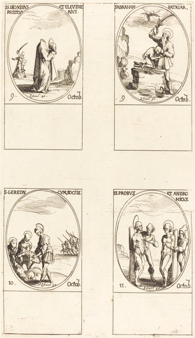 St. Dionysius, Rusticus & Eleutherius, St. Abraham, St. Gereon & Companions, Sts. För. av Jacques Callot