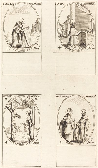St. Emeric; St Charles Borromeo; St. Vitalis & Agricola; Sts. Zachary och Elizabeth av Jacques Callot