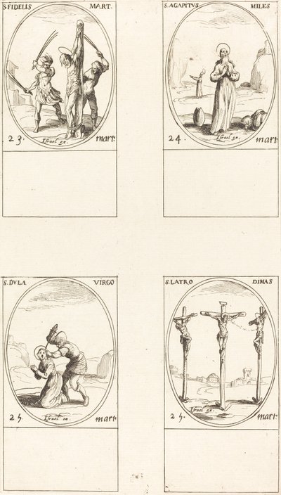 St. Trogen; St. Agapetus; St. Dula; St. Tjuven Dimas av Jacques Callot