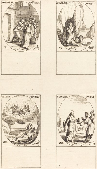 St. Fredrik; S:t Arsenius, Eremit; Sankt Elias, profet; St. Josef den rättvise av Jacques Callot