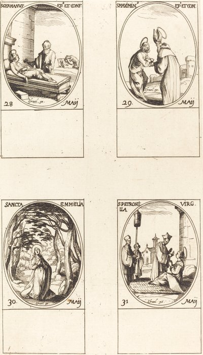 St. Germanus av Paris; St. Maximinus; St. Emmelia; St. Petronilla av Jacques Callot