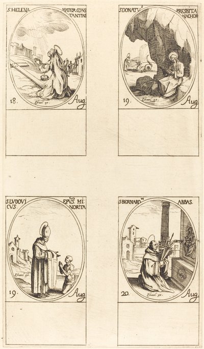 Sankt Helen, Sankt Donatus, Sankt Ludovicus, biskop, Sankt Bernard. av Jacques Callot