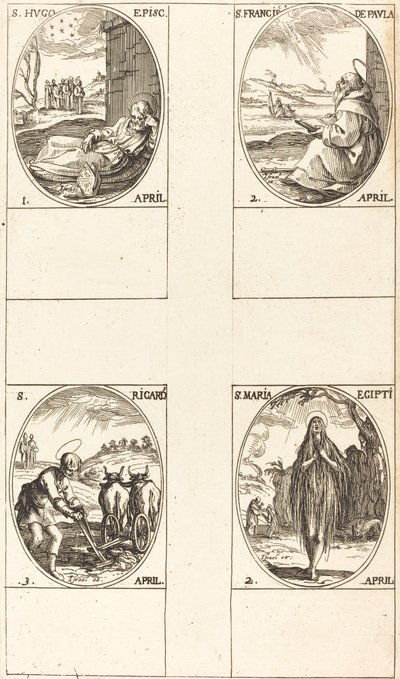 S:t Hugo; St Francis av Paula; St. Maria av Egypten; St. Richard av Jacques Callot