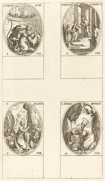S:t Ignatius; Rening av Jungfrun; St Blaise; S:t Isidore av Jacques Callot