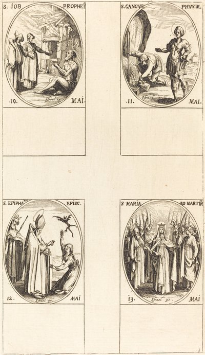 St. Job, profet, St. Gangulphus, St. Epiphanius, St. Mary of Martyrs. av Jacques Callot