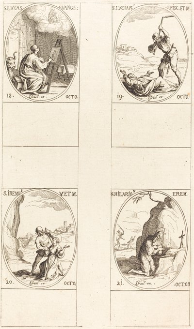 St Luke; St Lucian; St. Irene; St Hilarion av Jacques Callot