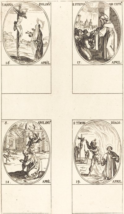 St. Maria Doloru; St. Stefan, Abbot; St. Apollo; St. hjul av Jacques Callot