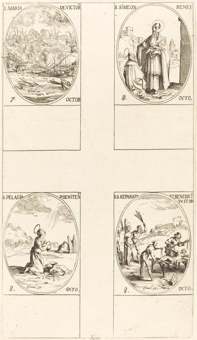 St. Mary of Victory, St. Simeon, Profeten, St. Pelagia, Sts. Reparata och Benedicta. av Jacques Callot