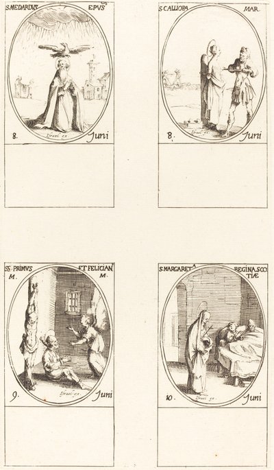 St Medard; St. Calliopa; Sts. Primus och Felician; St Margaret av Skottland av Jacques Callot