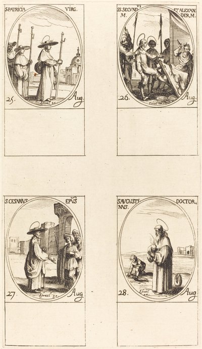 St. Patricia, Sts. Secundus och Alexander, St. Caesarius, St. Augustinus av Jacques Callot