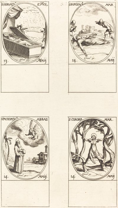 S:t Servatius; St Bonifatius; S:t Pachomius; St Corona av Jacques Callot
