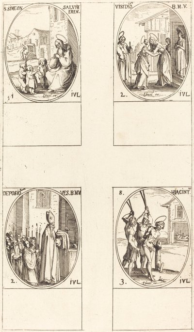 S:t Simeon Salus; Visitationen; Avsättning av jungfruns kläder; St Hiacintus av Jacques Callot