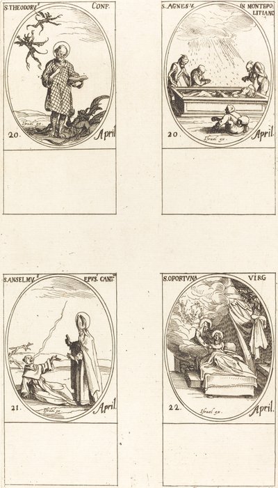 S:t Theodorus; St Agnes av Monte Pulciano; St Anselme, ärkebiskop av Canterbury; St av Jacques Callot