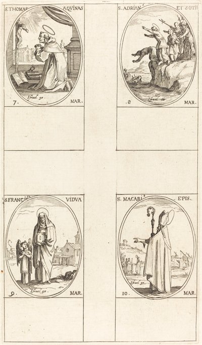St Thomas Aquin; St. Adrian och följeslagare; St. Frances; St. Macari av Jacques Callot