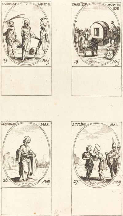 St. Urban, översättningen av St. Mary of James, St. Quadrat, St. Julius. av Jacques Callot