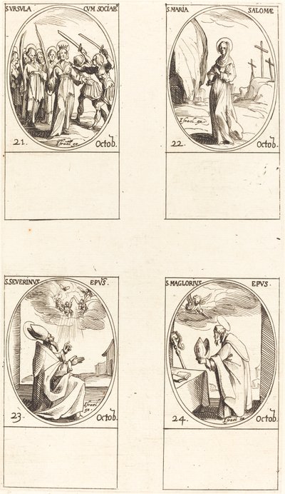 St Ursula och följeslagare; St. Mary Salome; S:t Severinus; S:t Maglorius av Jacques Callot