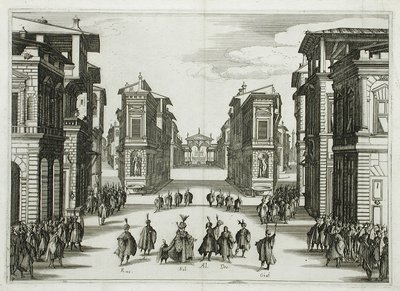 Scendekor för ”Il Solimano”, akt IV av Jacques Callot