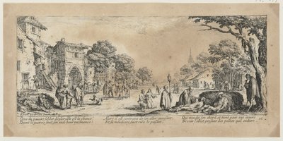 Döende vid vägkanten, blad 16 ur serien "Krigets fasor" av Jacques Callot