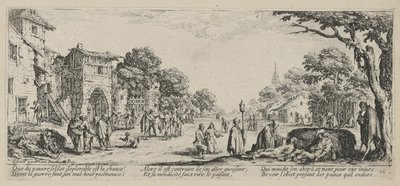 Döende vid vägkanten, blad 16 i serien "Krigets fasor" av Jacques Callot