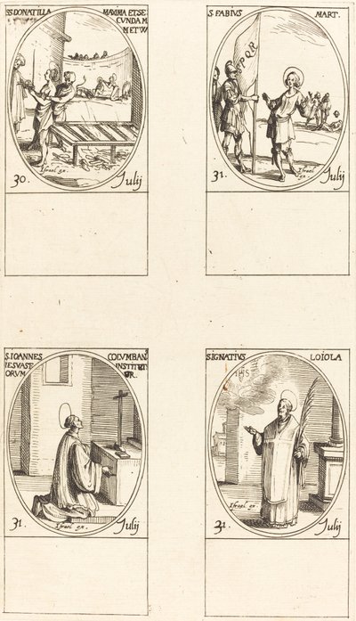 helgon Donatilla, Greatest & Second; St. Fabius; St. John Colombini; St. Ignatius av Loyola av Jacques Callot