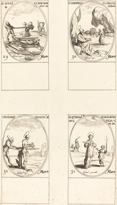 Sts. Jonas & Barachisius; St. Louis John Climacus, Abbot; St. Louis Benjamin; Sts. Quirinus & Bal av Jacques Callot