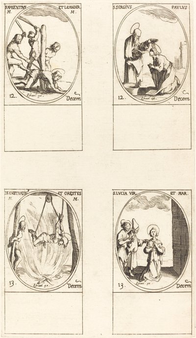 Sts. Maxentius & Leander; Sts. Sergius & Paul; Sts. Eustratius & Orestes; St. Lucy av Jacques Callot
