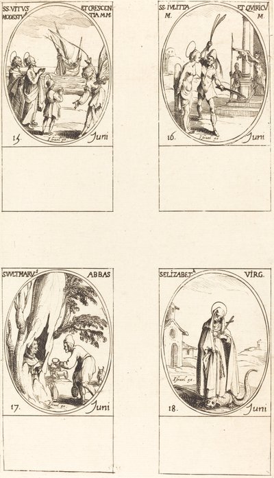 helgon Vine, Modest, & Growth; helgon Juliet & Quiricus; St. Farfar, Abbot; St. E av Jacques Callot