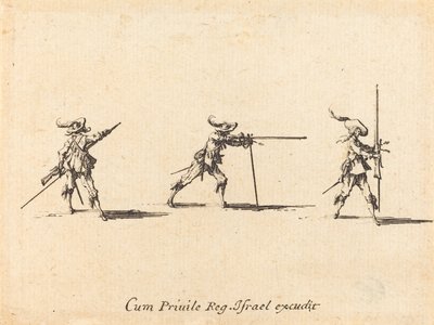 Inta skjutpositionen med musköten av Jacques Callot