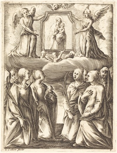 Tillbedjan av jungfrun och barnet av Jacques Callot