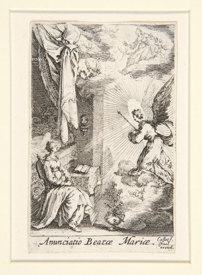 Bebådelsen, nr. 5 från The Life of the Virgin av Jacques Callot
