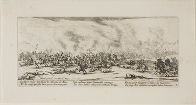 Slaget, plansch tre från Krigets elände av Jacques Callot