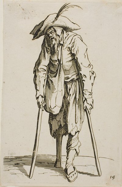 Tiggaren med träbenet, tallrik fjorton från The Beggars av Jacques Callot