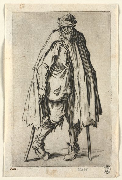 Tiggarna: Tiggare på kryckor med en väska av Jacques Callot