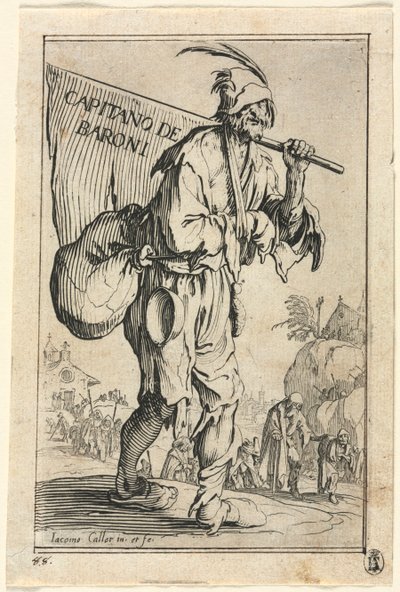 The Beggars: Frontispice: Kapten för baronerna, ca. 1623. av Jacques Callot