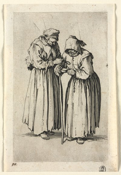 Tiggarna: Två tiggarkvinnor, ca. 1623. av Jacques Callot
