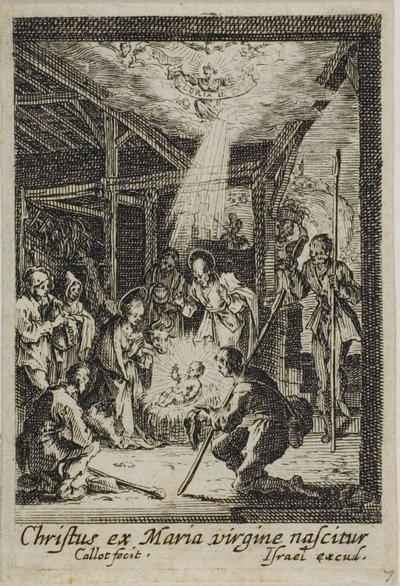 Jesu födelse, ur Jungfruns liv av Jacques Callot