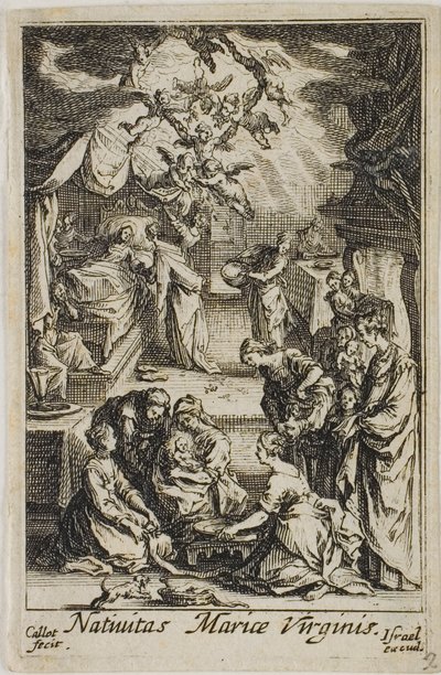 Jungfru Marias födelse, från The Life of the Virgin av Jacques Callot
