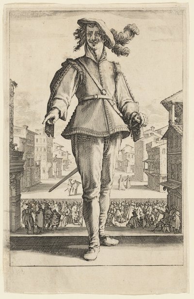 Kaptenen eller älskaren, från Tre italienska komiker av Jacques Callot