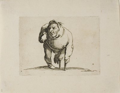 The Cripple med en krycka och ett träben, från Varie Figure Gobbi av Jacques Callot