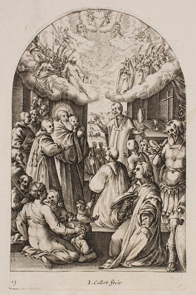 Sankt Benedikts död, ur serien "Bilder från Rom" av Jacques Callot