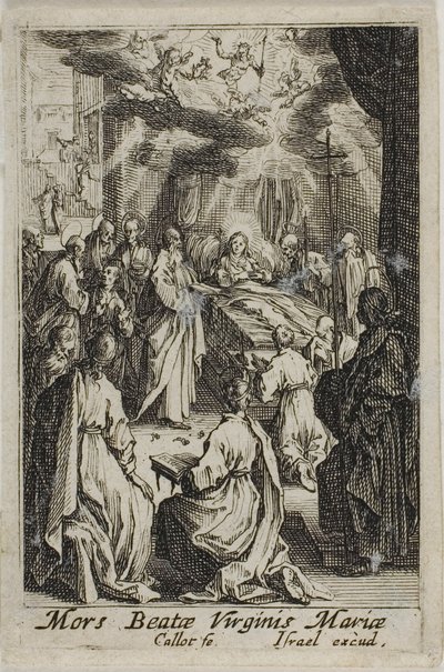 Jungfru Marias död, från Jungfru Marias liv av Jacques Callot