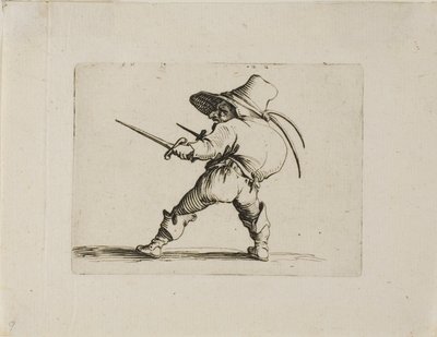 Duelisten med ett svärd och en dolk, från Varie Figure Gobbi av Jacques Callot