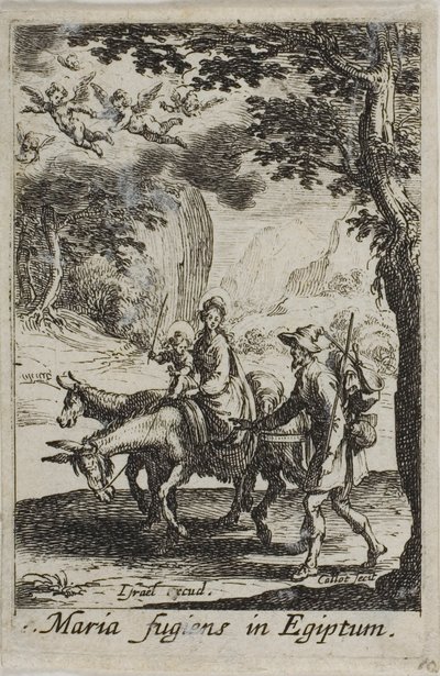Flykten till Egypten, från Jungfruns liv av Jacques Callot