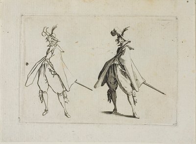 The Gentleman with a Large Coat, sett framifrån, från The Caprices av Jacques Callot