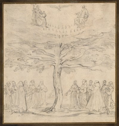 Den heliga treenigheten i livets träd, älskad av franciskaner av Jacques Callot