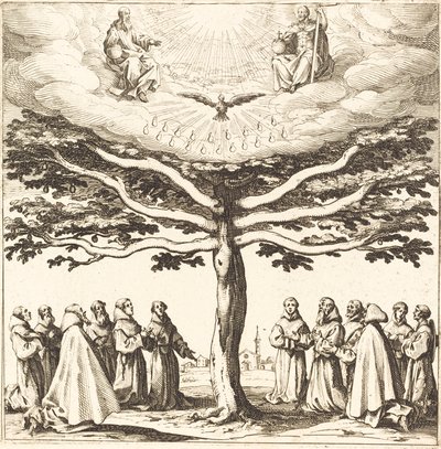 Den heliga treenigheten i livets träd, älskad av franciskaner av Jacques Callot